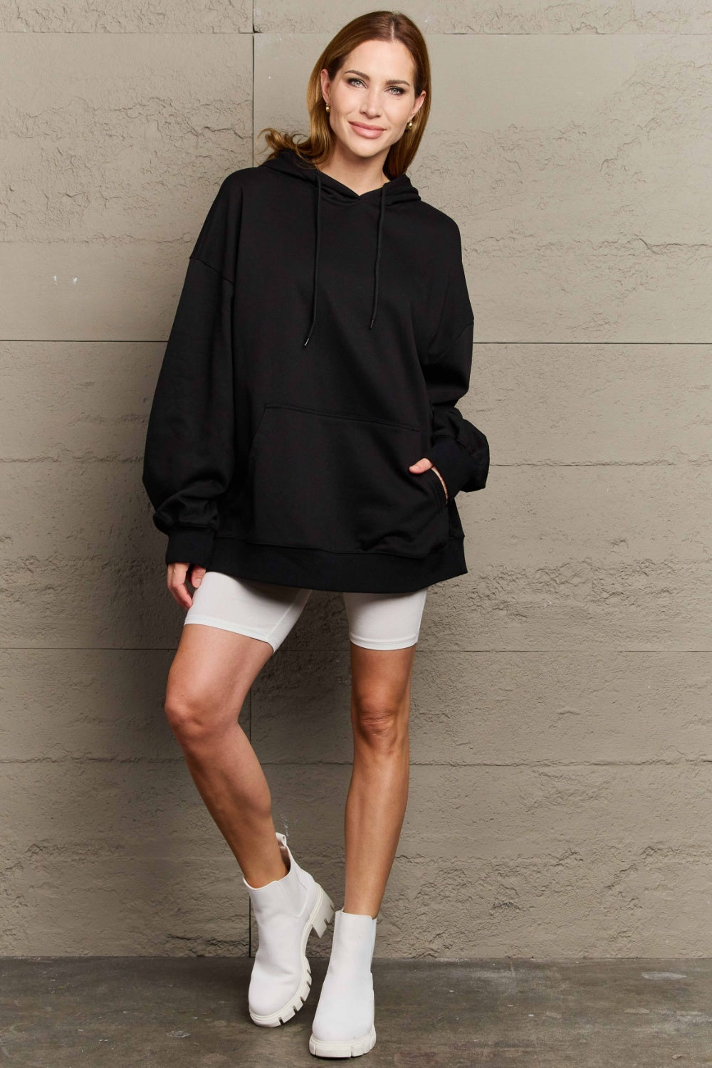 Full Size Drawstring - Long Sleeve Hoodie