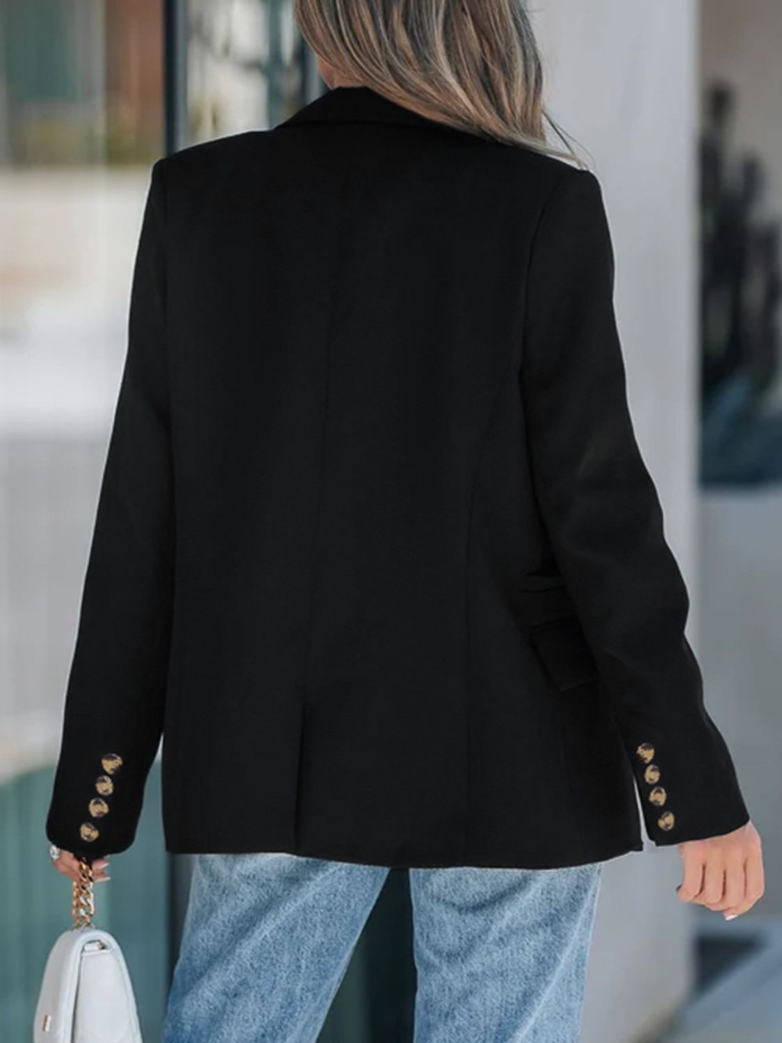 Perfee Lapel Collar Long Sleeve Blazer-Professional
