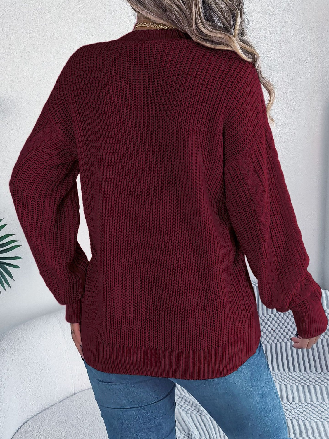 Cable-Knit Long Sleeve Cardigan - Stylish