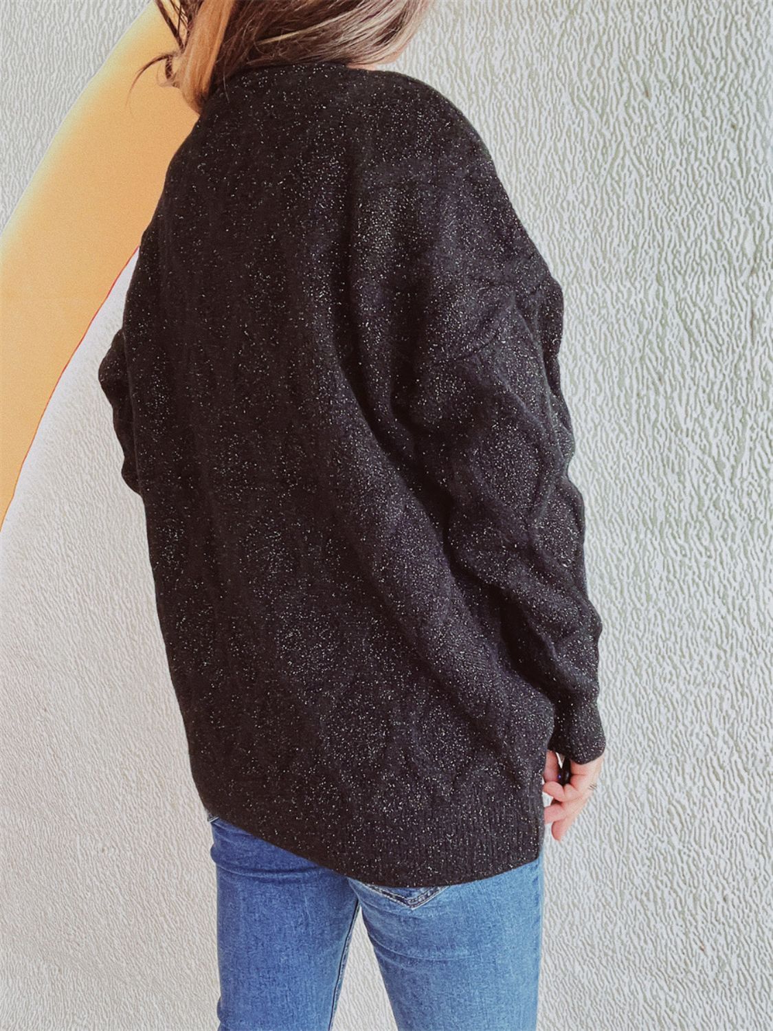 Diamond Round Neck Long Sleeve Sweater Winter Fashion