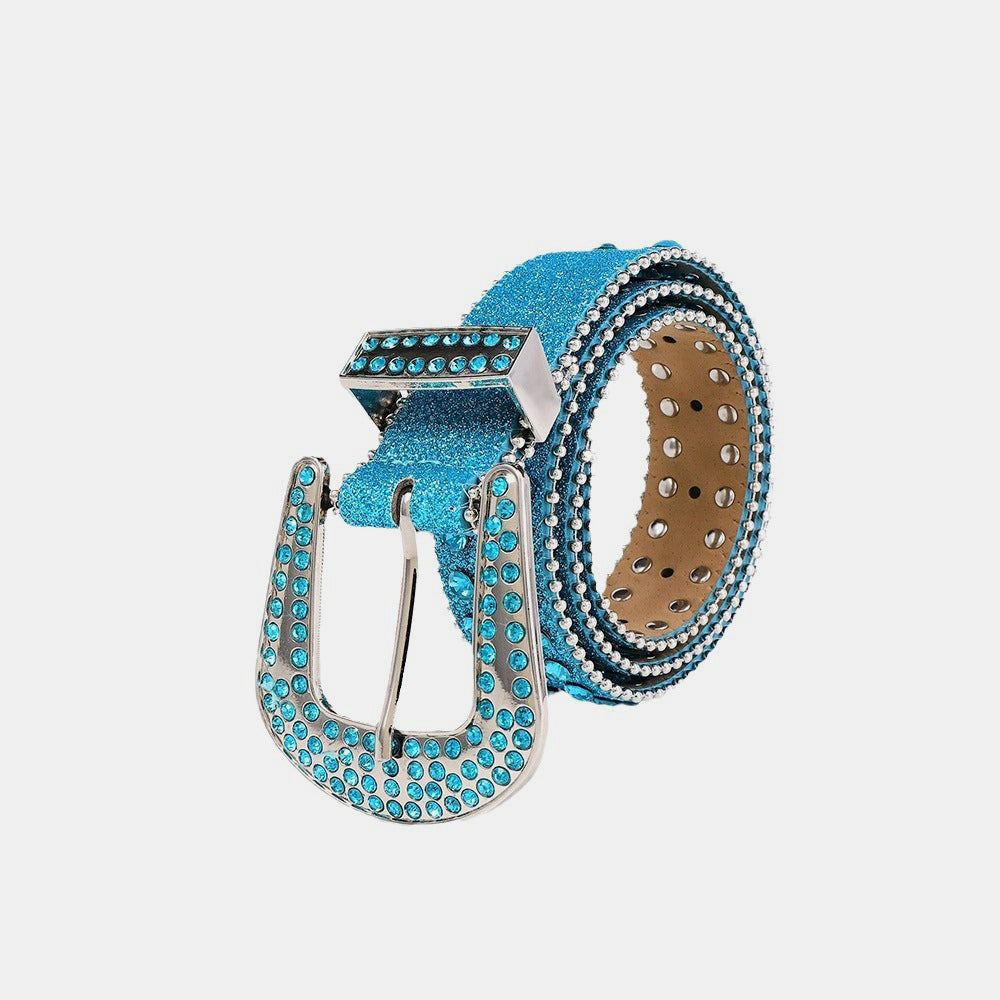 Rhinestone PU Leather Belt Sparkle Fashion