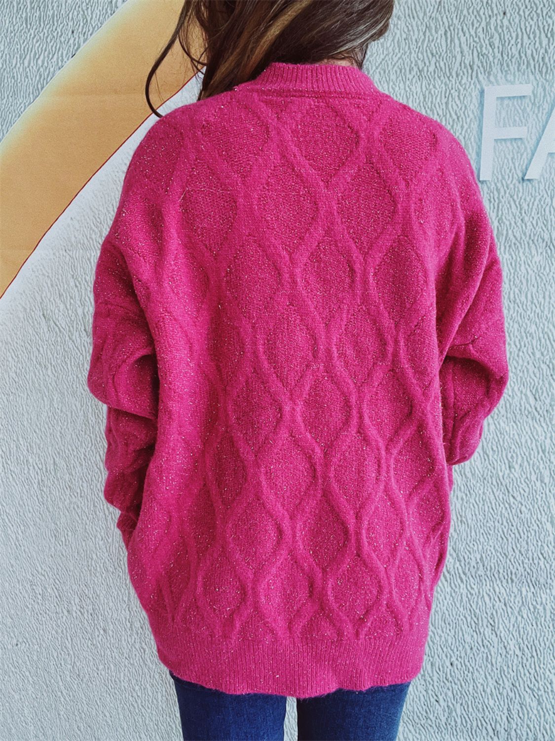 Diamond Round Neck Long Sleeve Sweater Winter Fashion