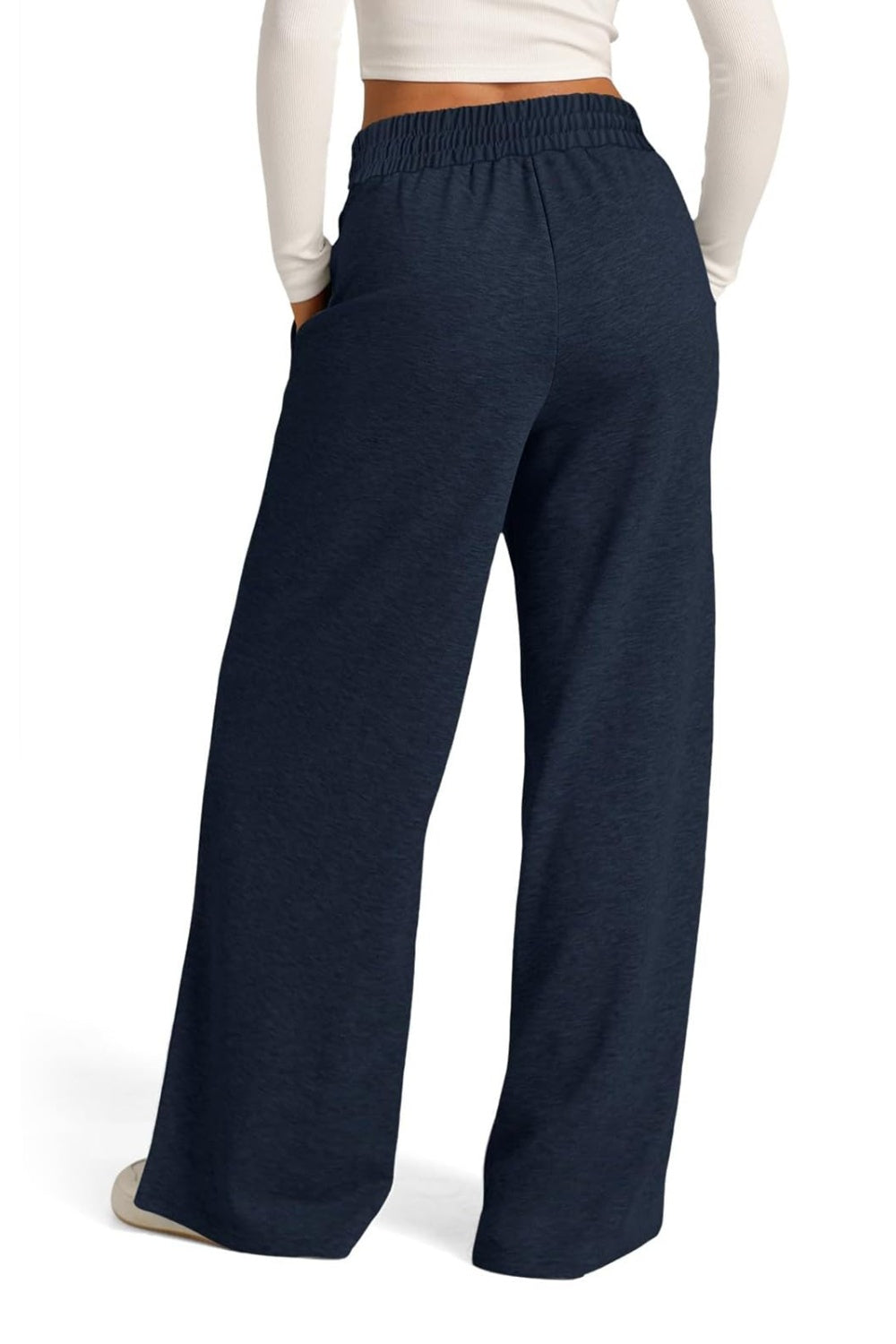 Drawstring Elastic Waist - Wide Leg Pants