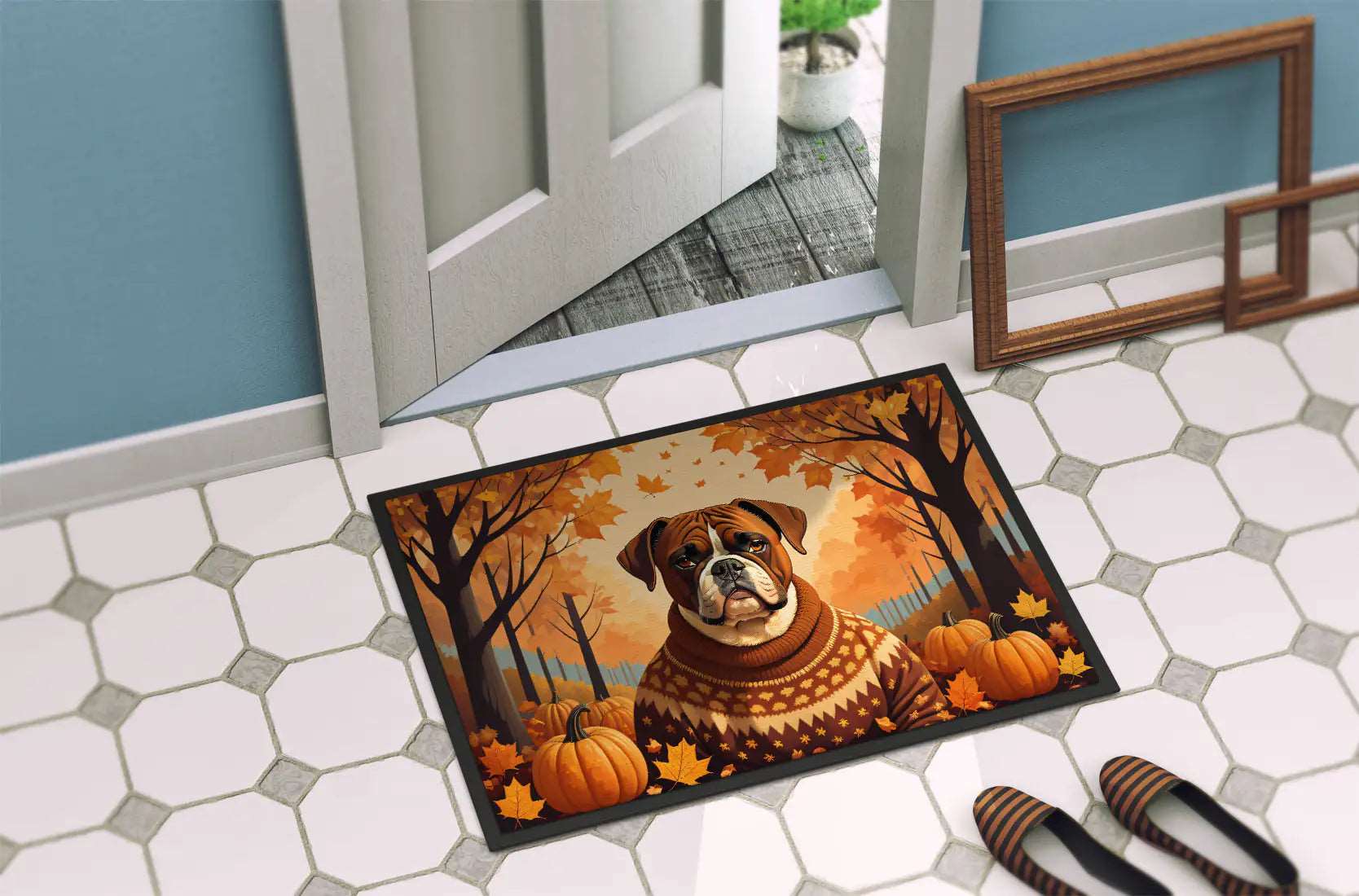 Boxer Fall Doormat Specific Seasonal Artwork