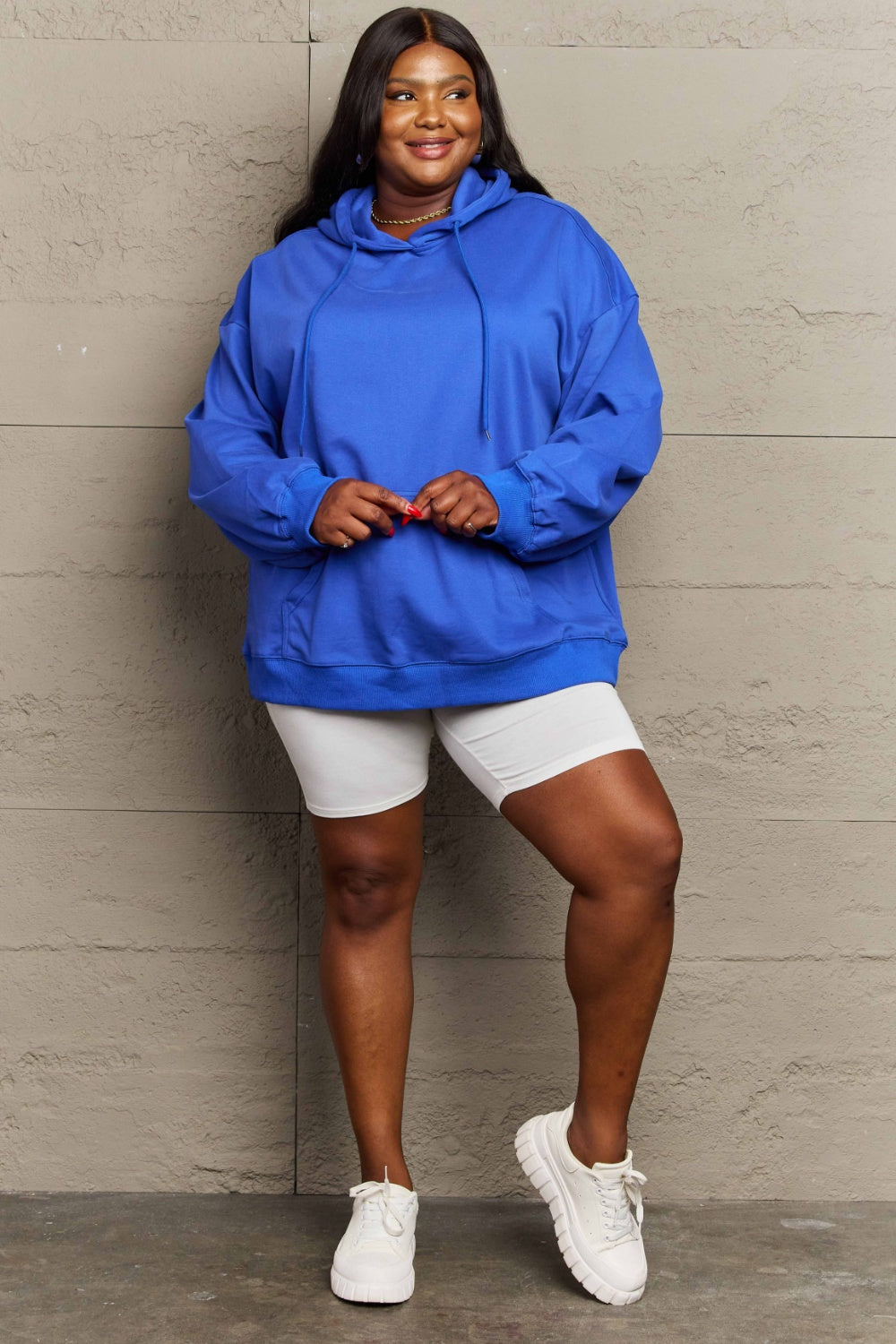 Full Size Drawstring - Long Sleeve Hoodie