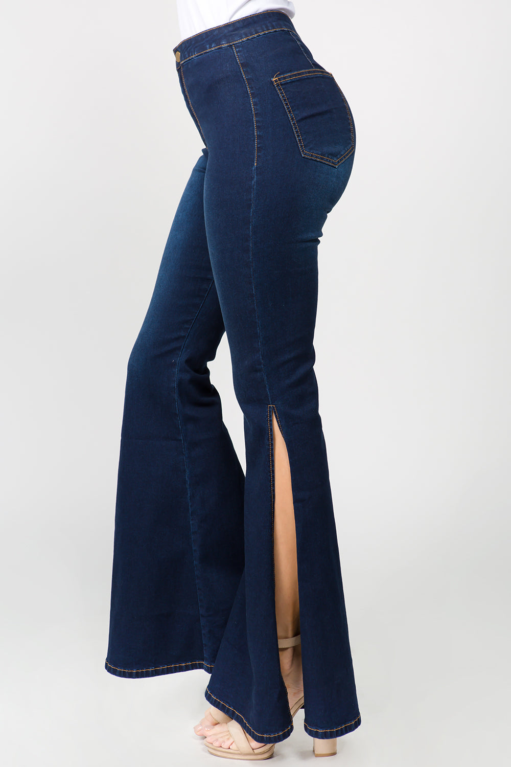 American Bazi Side Slit Flare Jeans-Trendy-Style