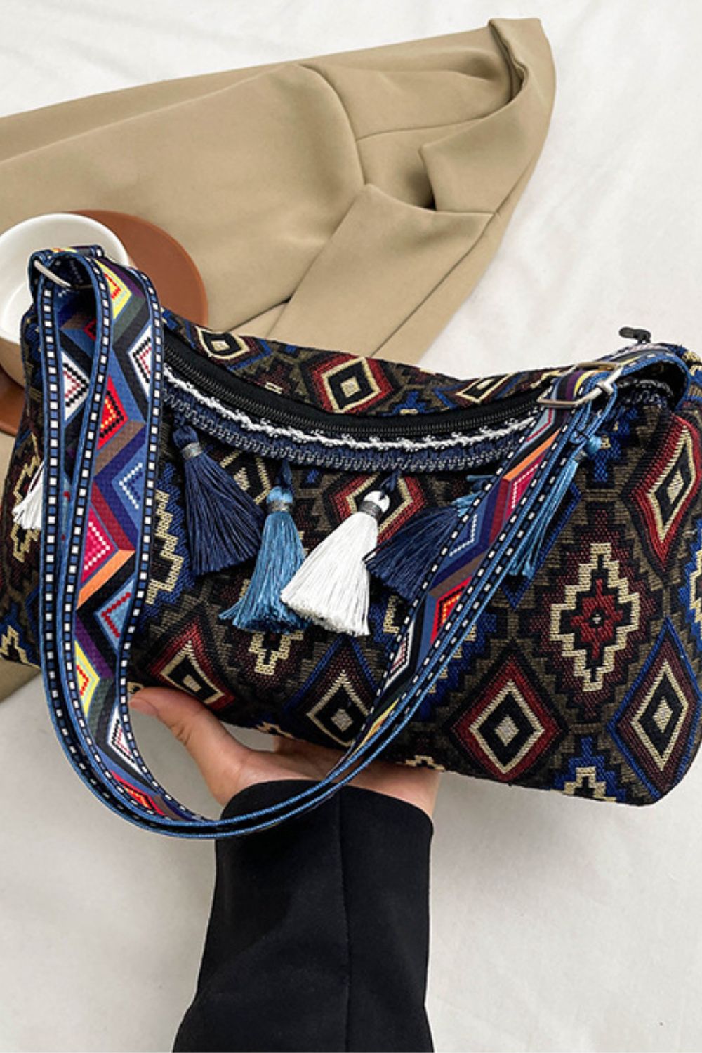 Tassel Adjustable Strap Shoulder Bag Crossbody