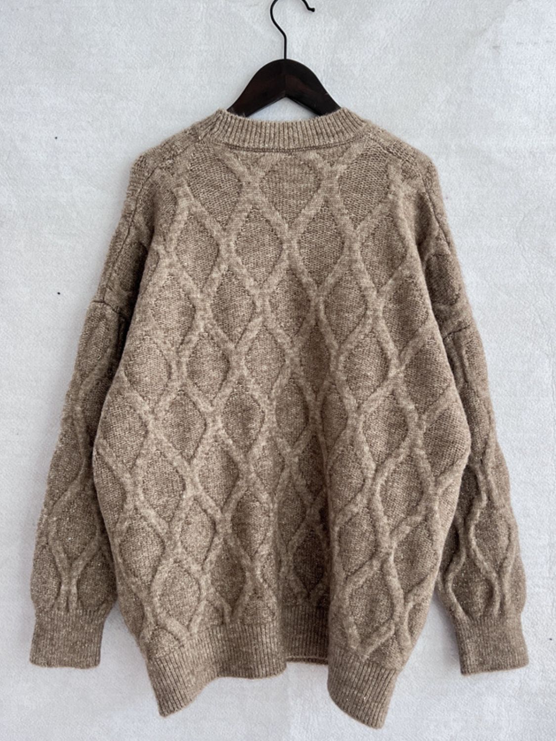Diamond Round Neck Long Sleeve Sweater Winter Fashion