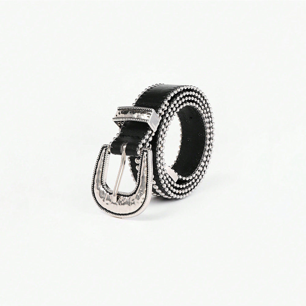 Studded Rhinestone PU Leather Belt Trendy Fashion