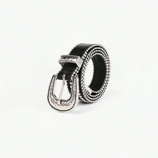 Studded Rhinestone PU Leather Belt Trendy Fashion
