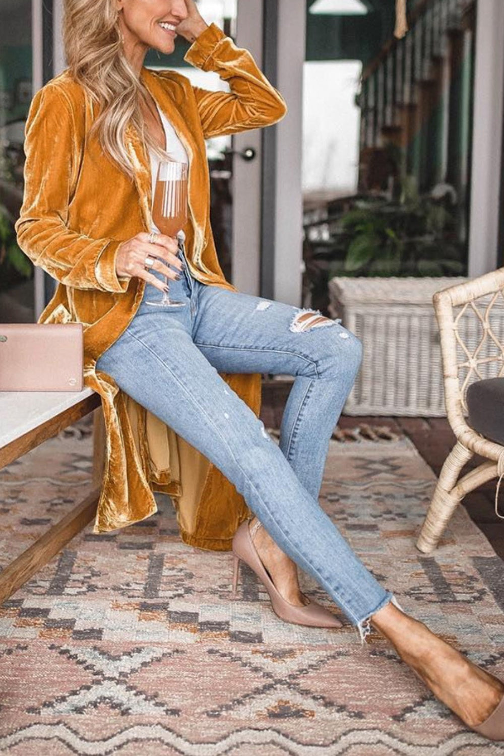 Open Front Long Sleeve Coat Lightweight Stylish