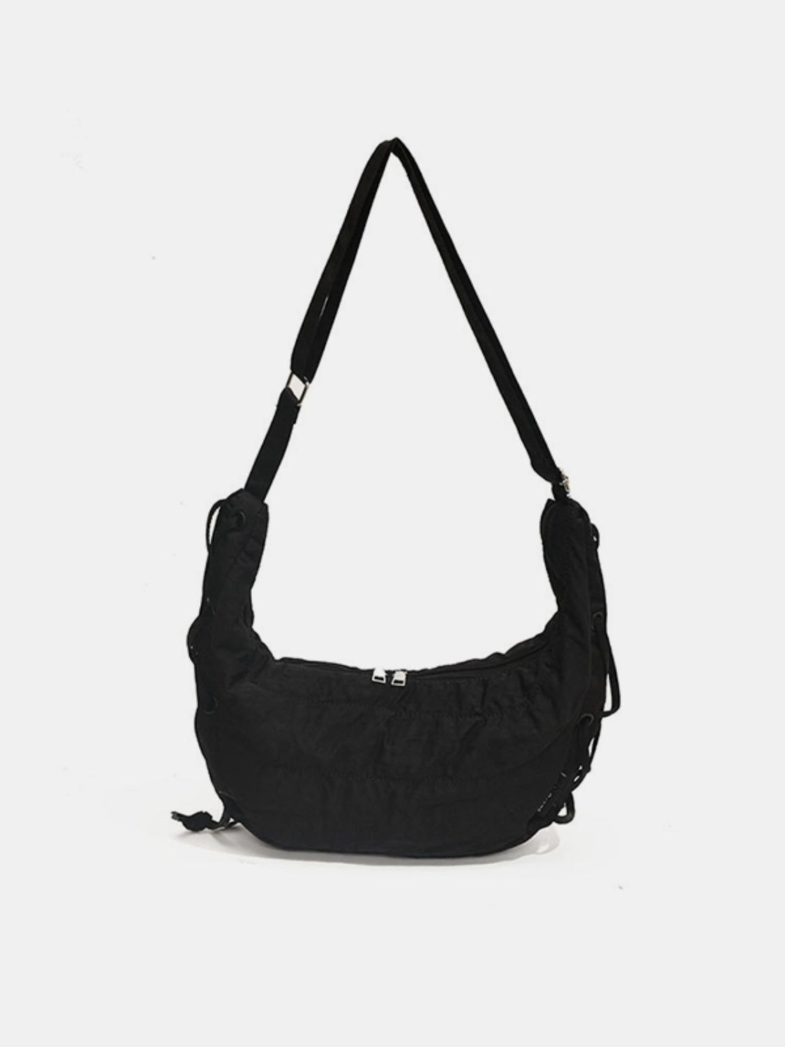 Lace-Up Polyester Crossbody Bag-Adjustable