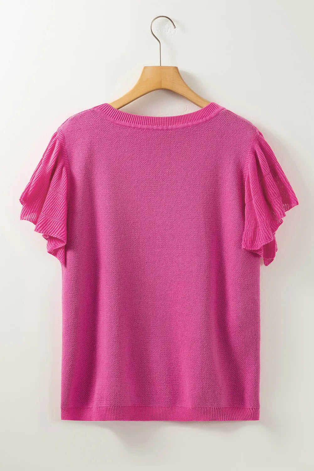 Ruffled Round Neck Cap Sleeve Sweater-Stylish