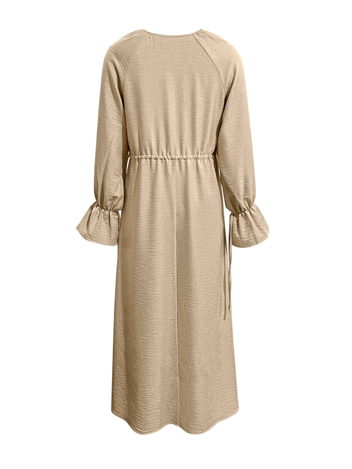 Tie Neck Flounce Sleeve Dress-Trendy-Apparel