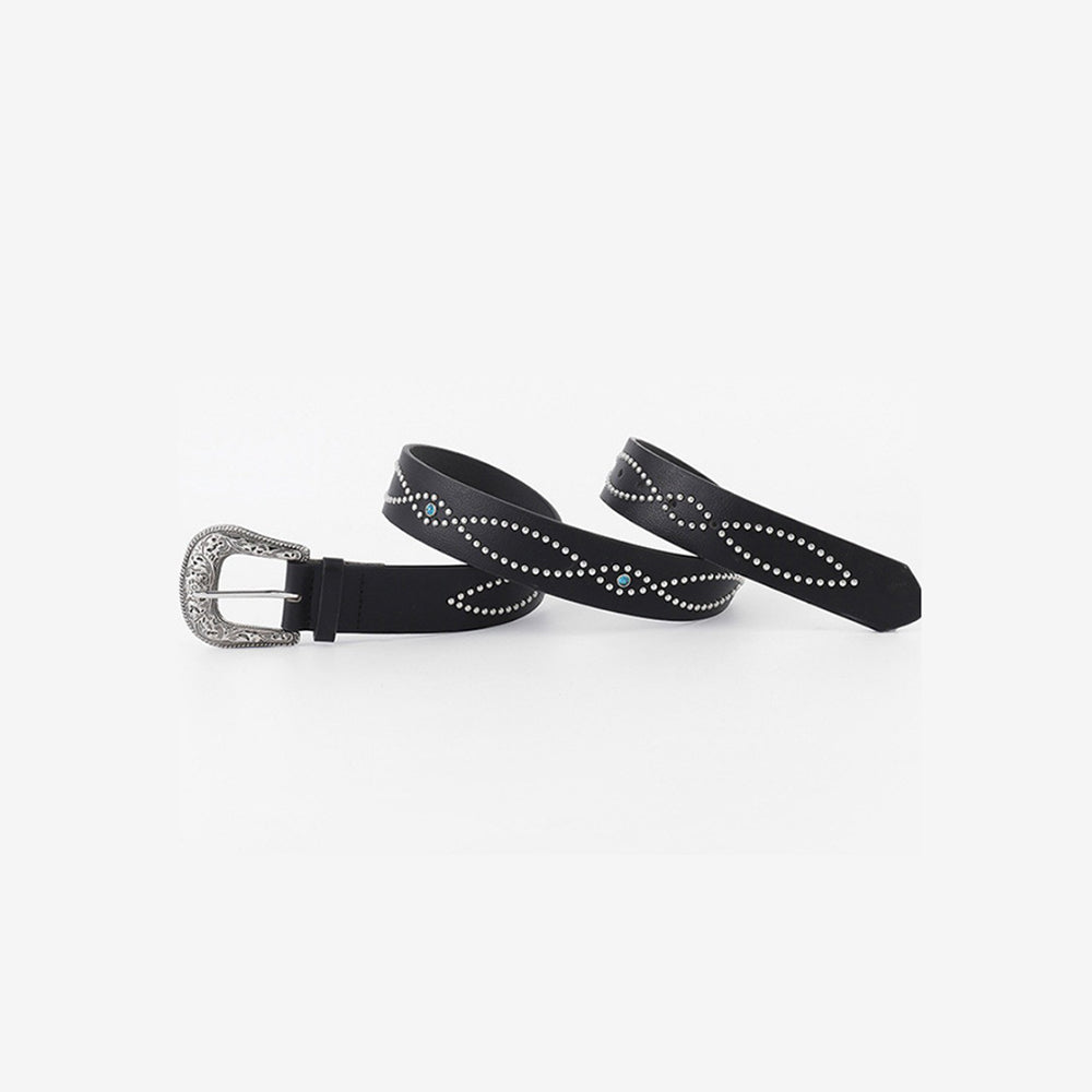 PU Leather Rhinestone Belt Glamorous Trendy