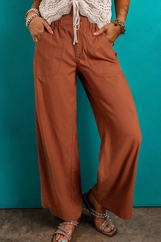 Wide Leg Pants with Pockets-Stylish-Fashion
