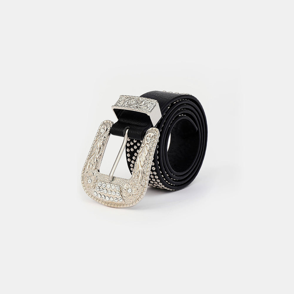 Studded Rhinestone PU Leather Belt Trendy Fashion