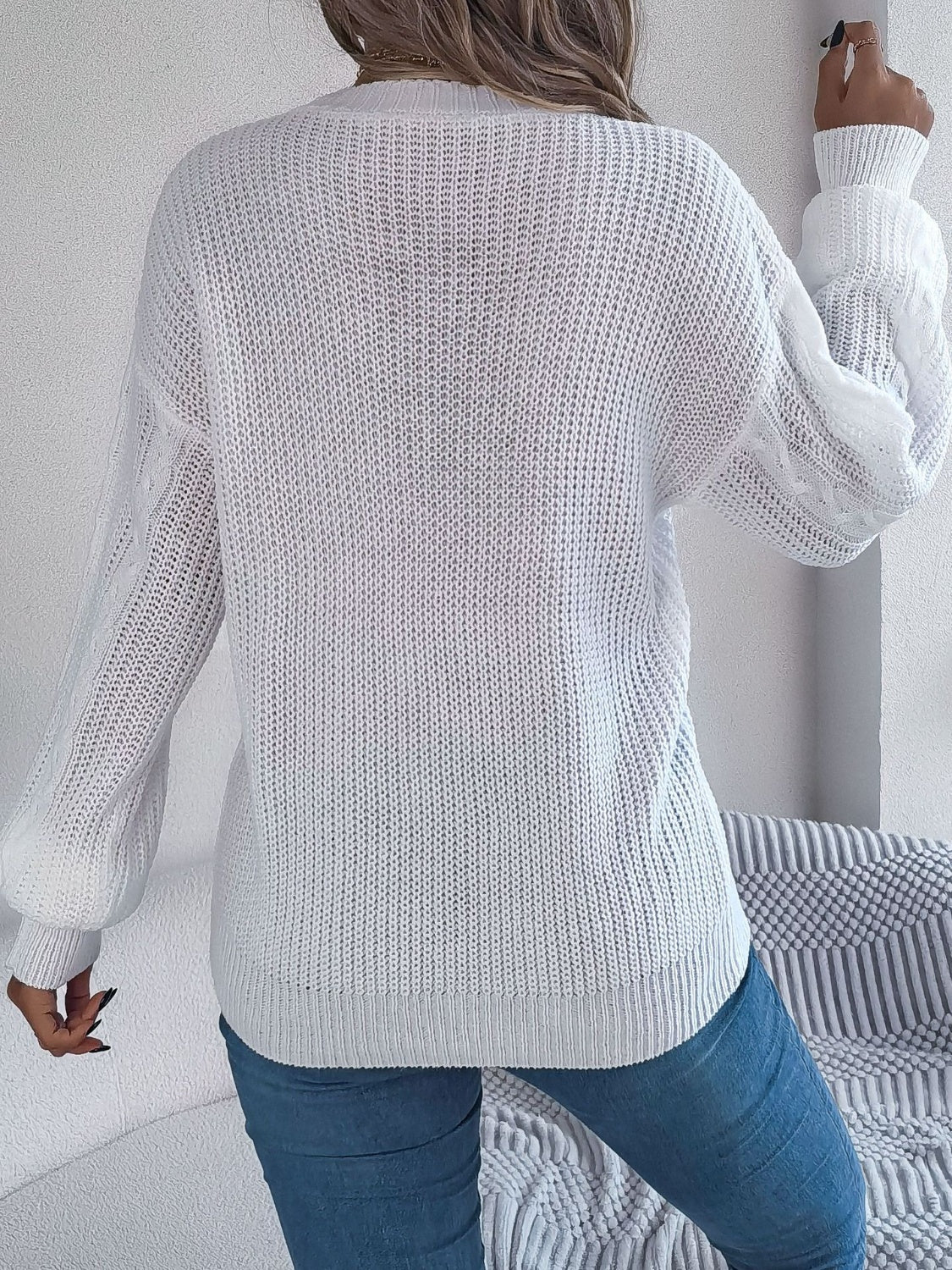 Cable-Knit Long Sleeve Cardigan - Stylish