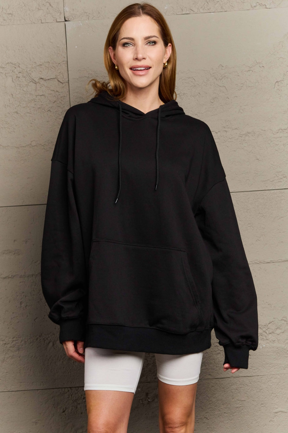 Full Size Drawstring - Long Sleeve Hoodie