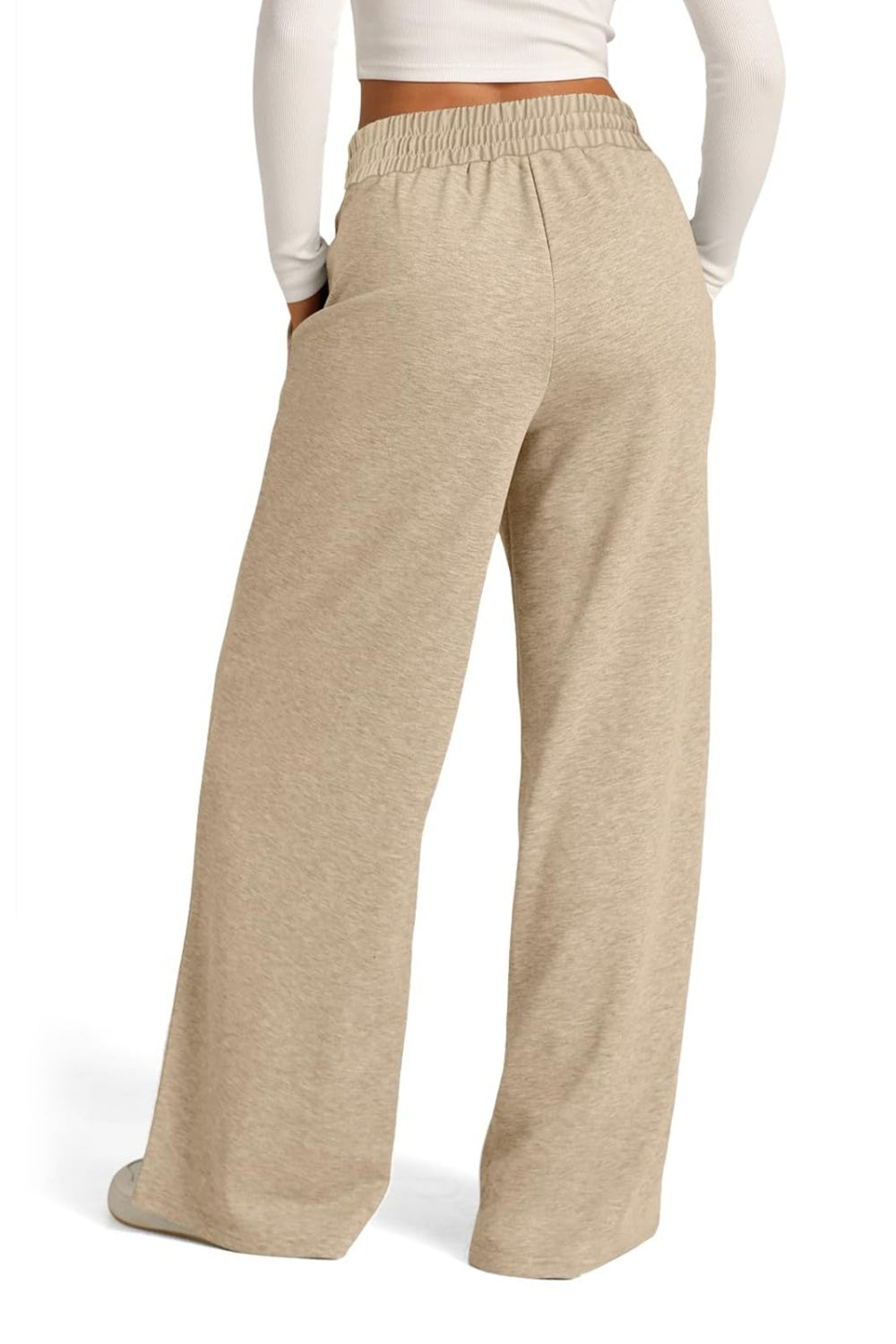 Drawstring Elastic Waist - Wide Leg Pants