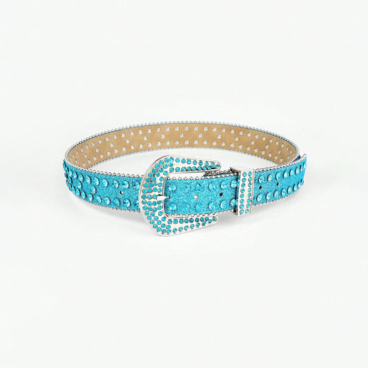 Rhinestone PU Leather Belt Sparkle Fashion