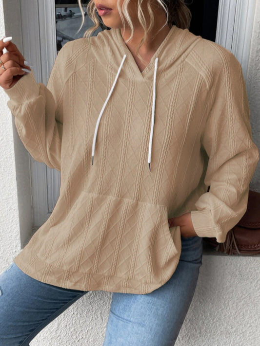 Full Size Drawstring- Long Sleeve Hoodie