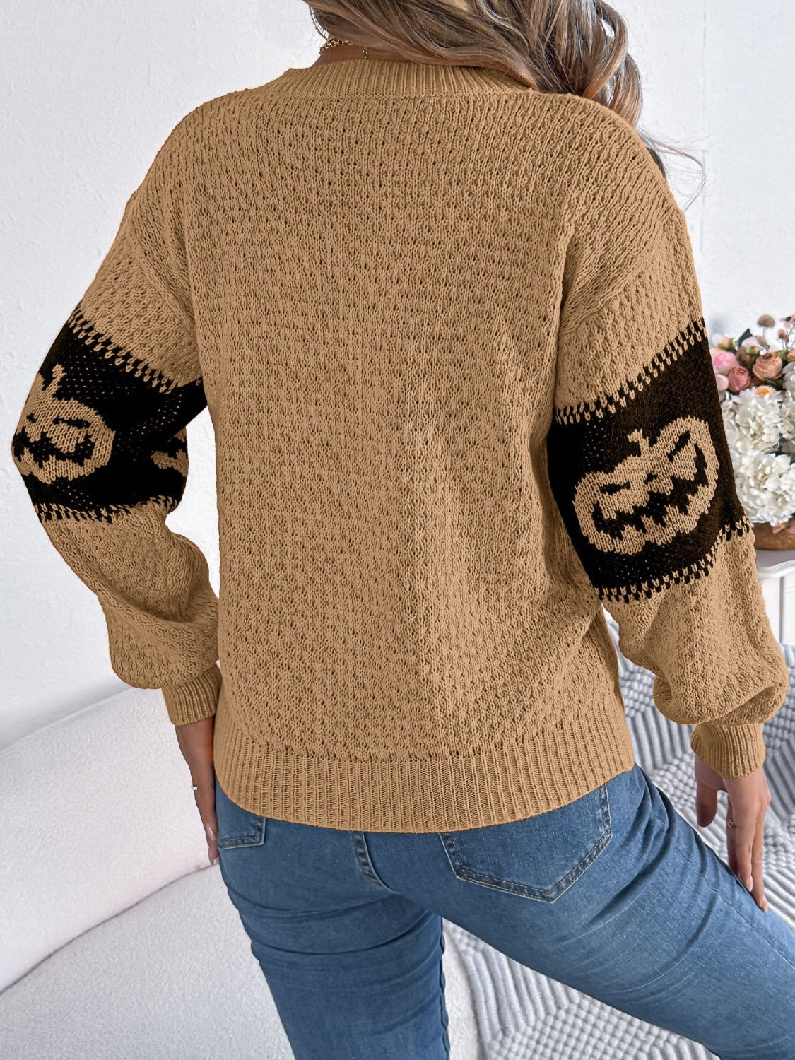Pumpkin Round Neck- Long Sleeve -  Sweater