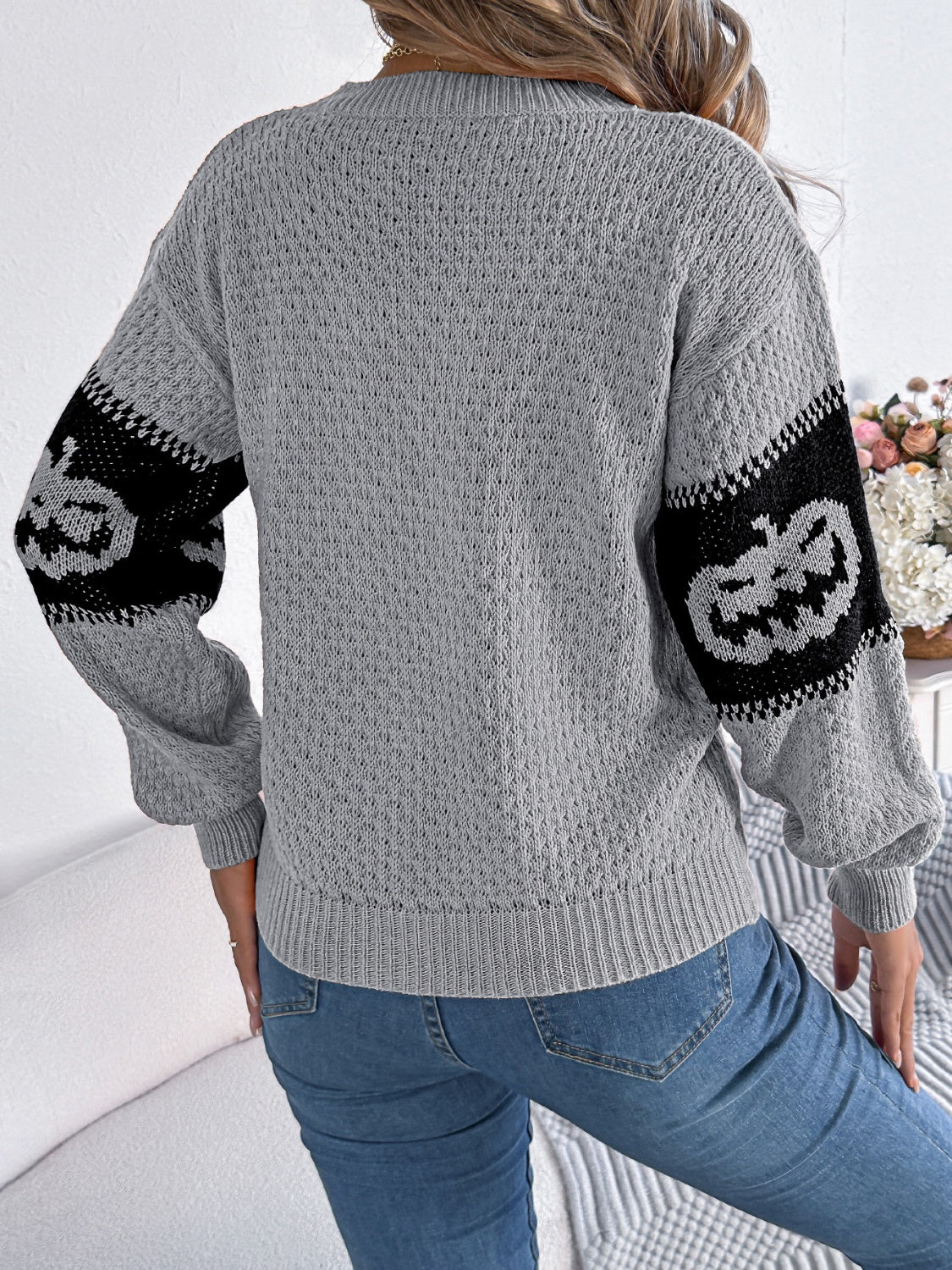 Pumpkin Round Neck- Long Sleeve -  Sweater
