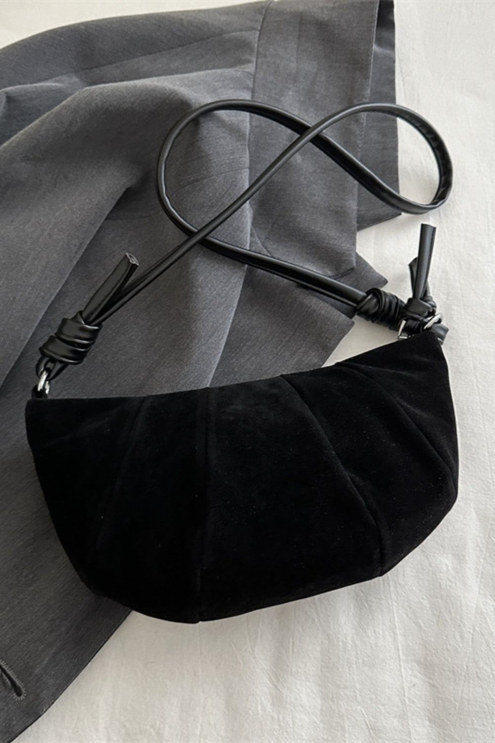 Suede Croissant Shape Shoulder Bag-Trendy