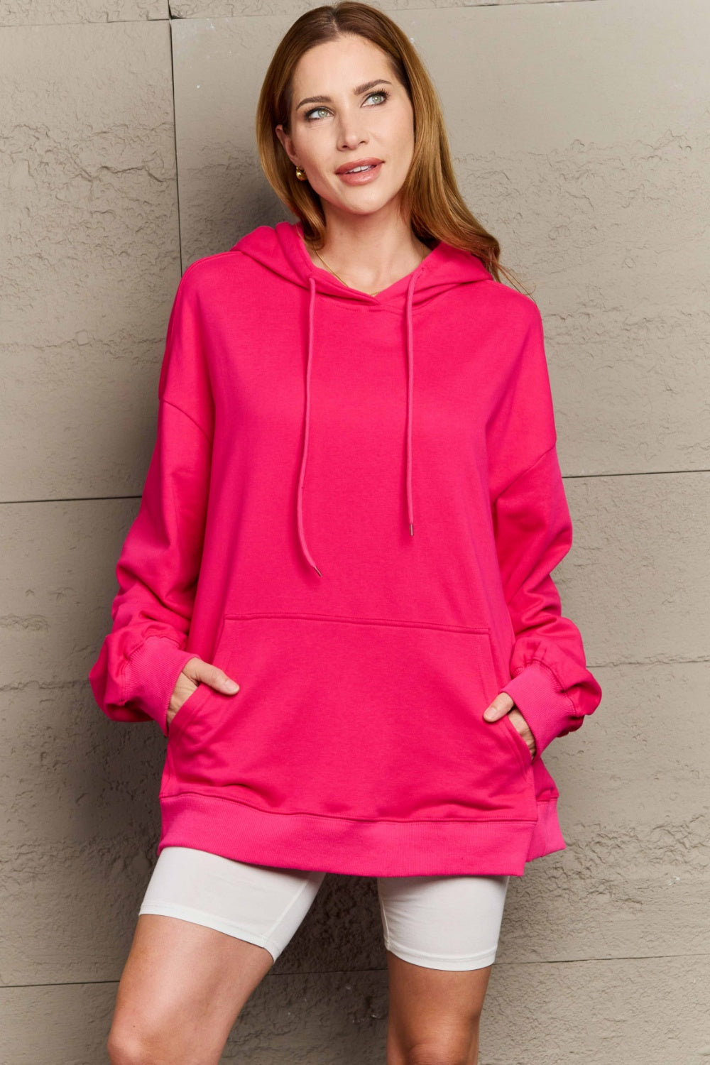 Full Size Drawstring - Long Sleeve Hoodie