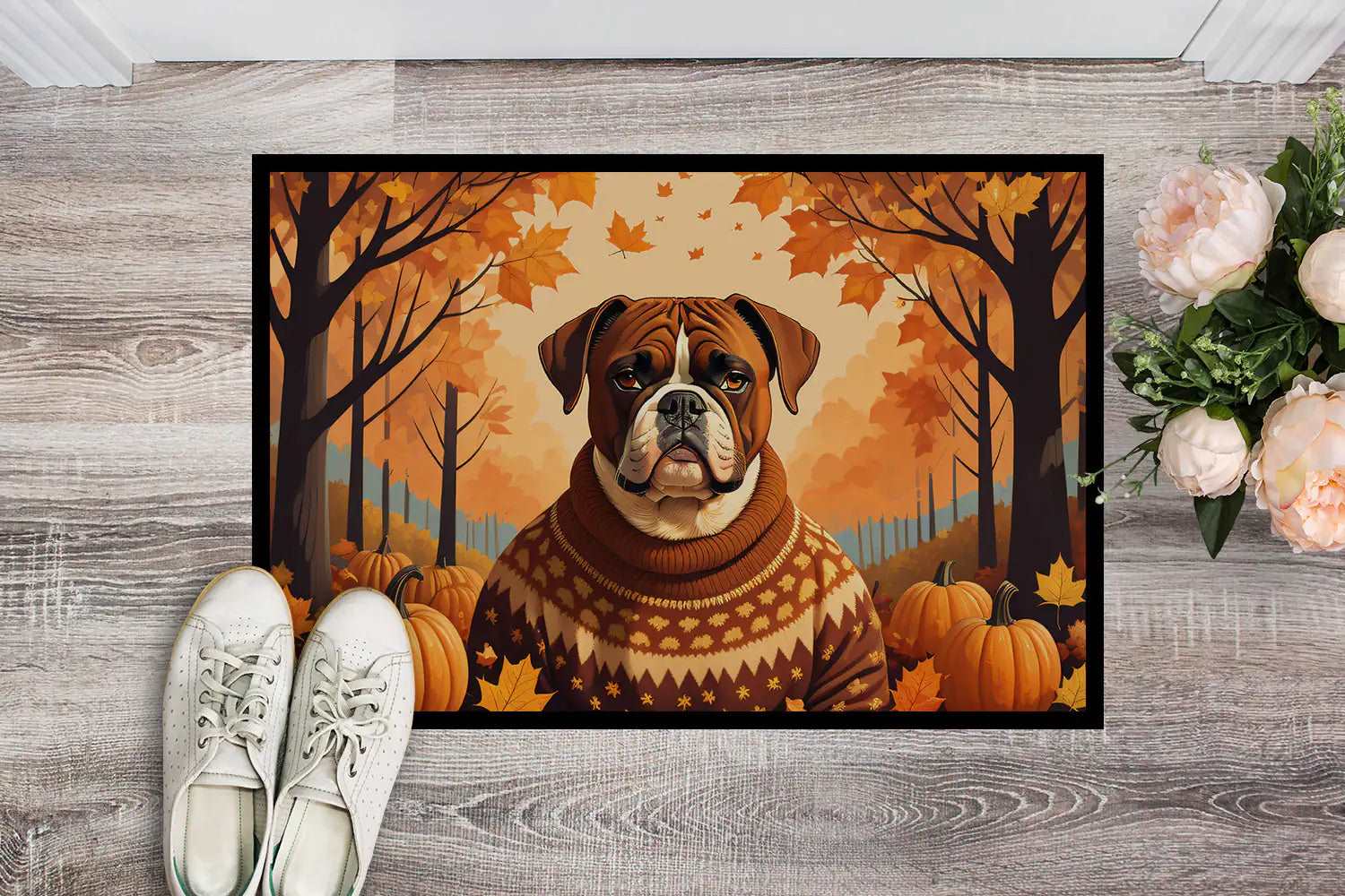 Boxer Fall Doormat Specific Seasonal Artwork