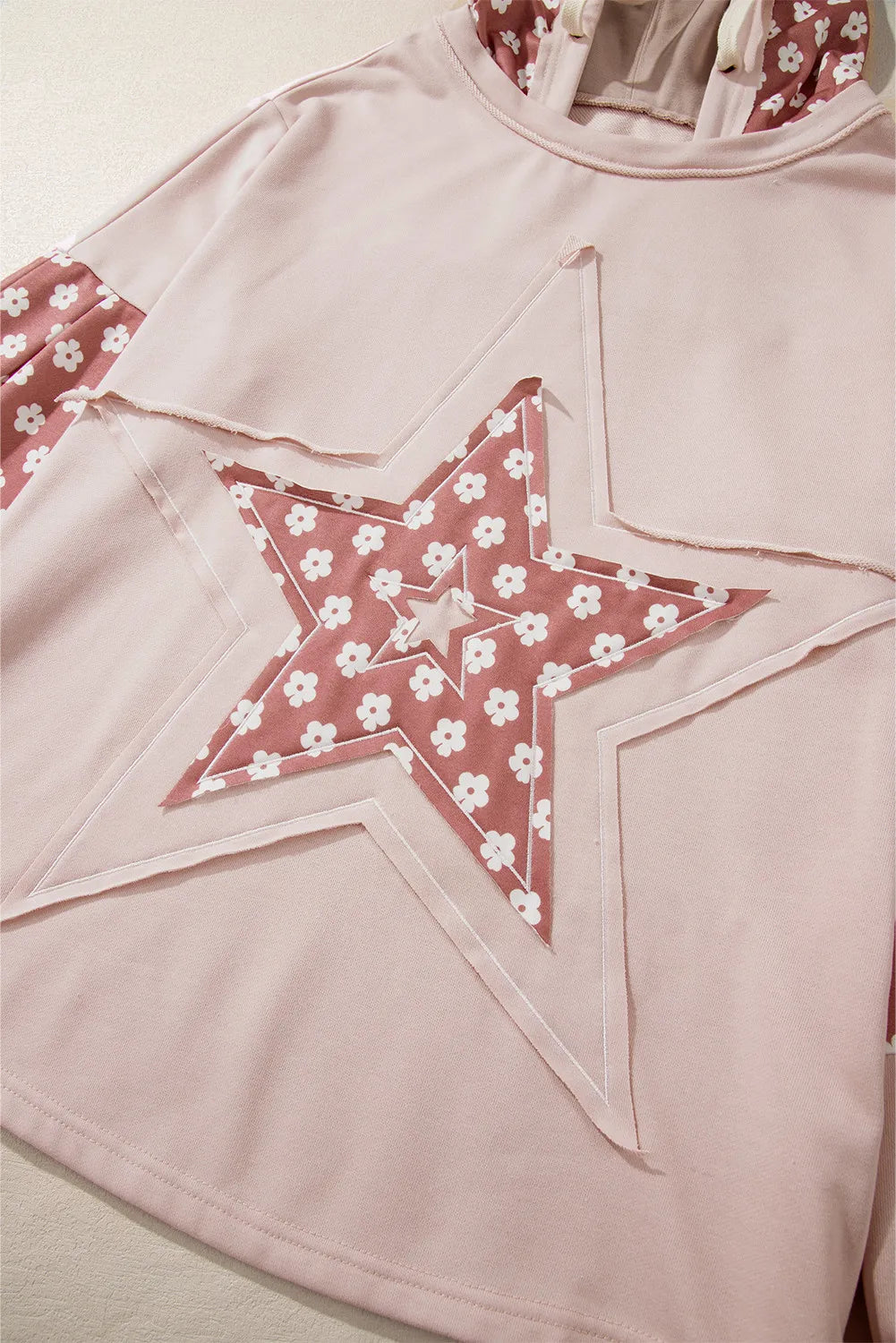 Drawstring Star Long Sleeve Hoodie-Casual