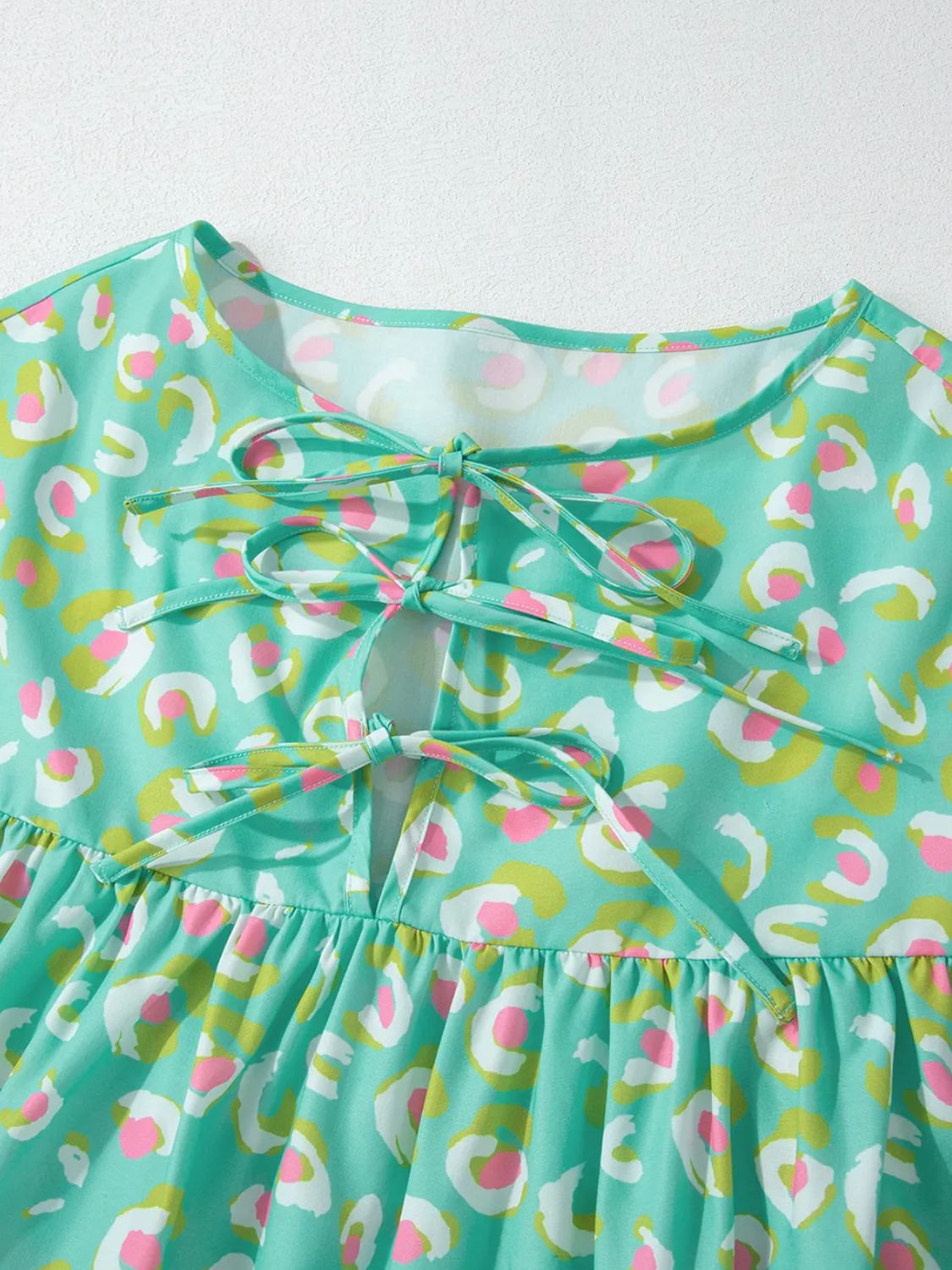 Tied Printed Long Sleeve Blouse-Casual-Style