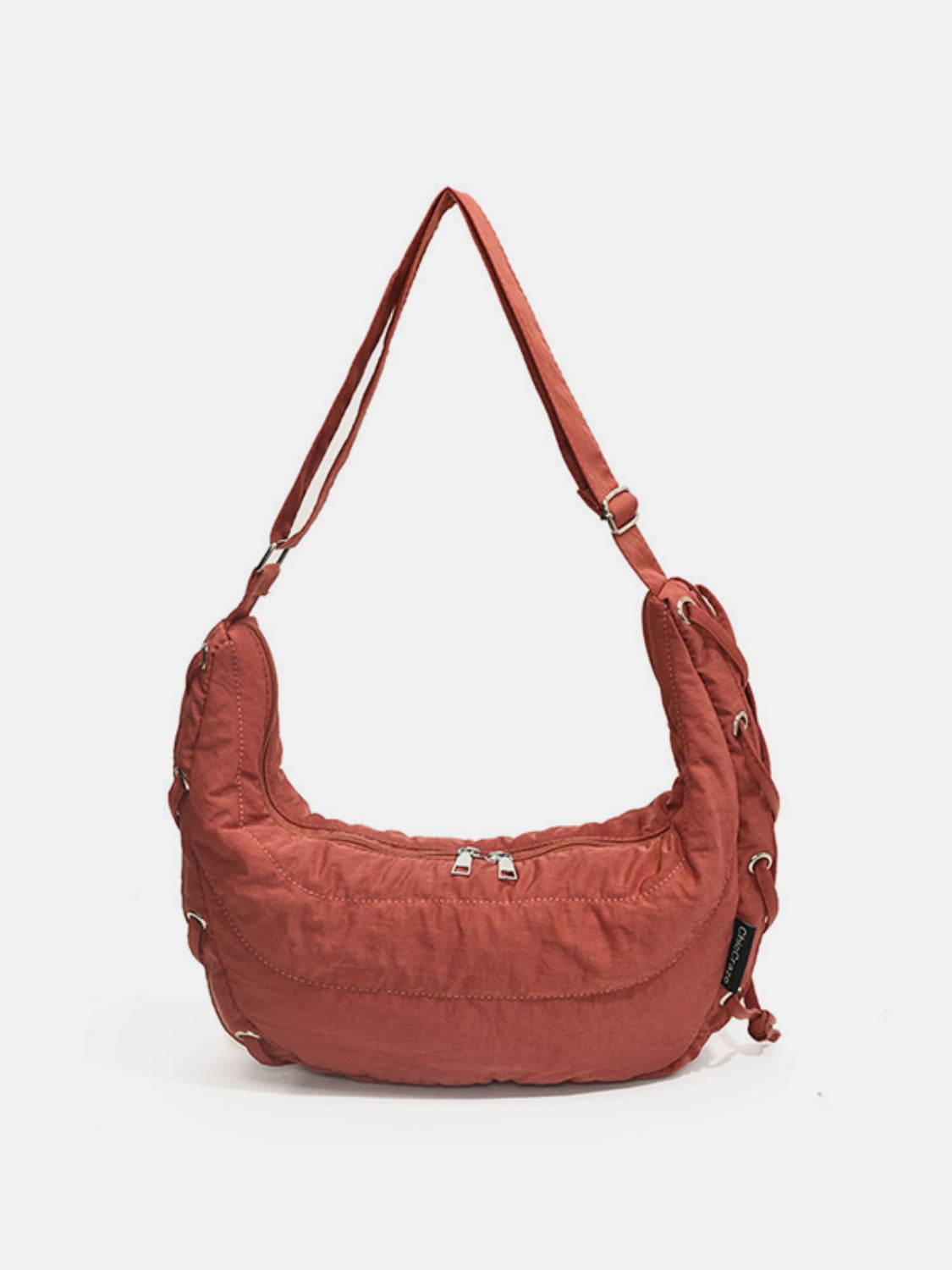 Lace-Up Polyester Crossbody Bag-Adjustable