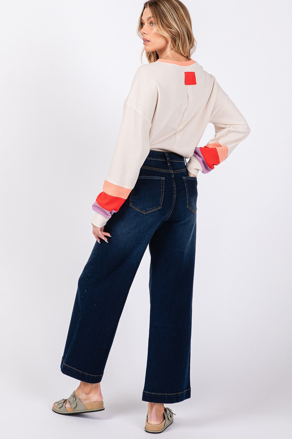SAGE + FIG High Waist Wide Leg Jeans-Stylish