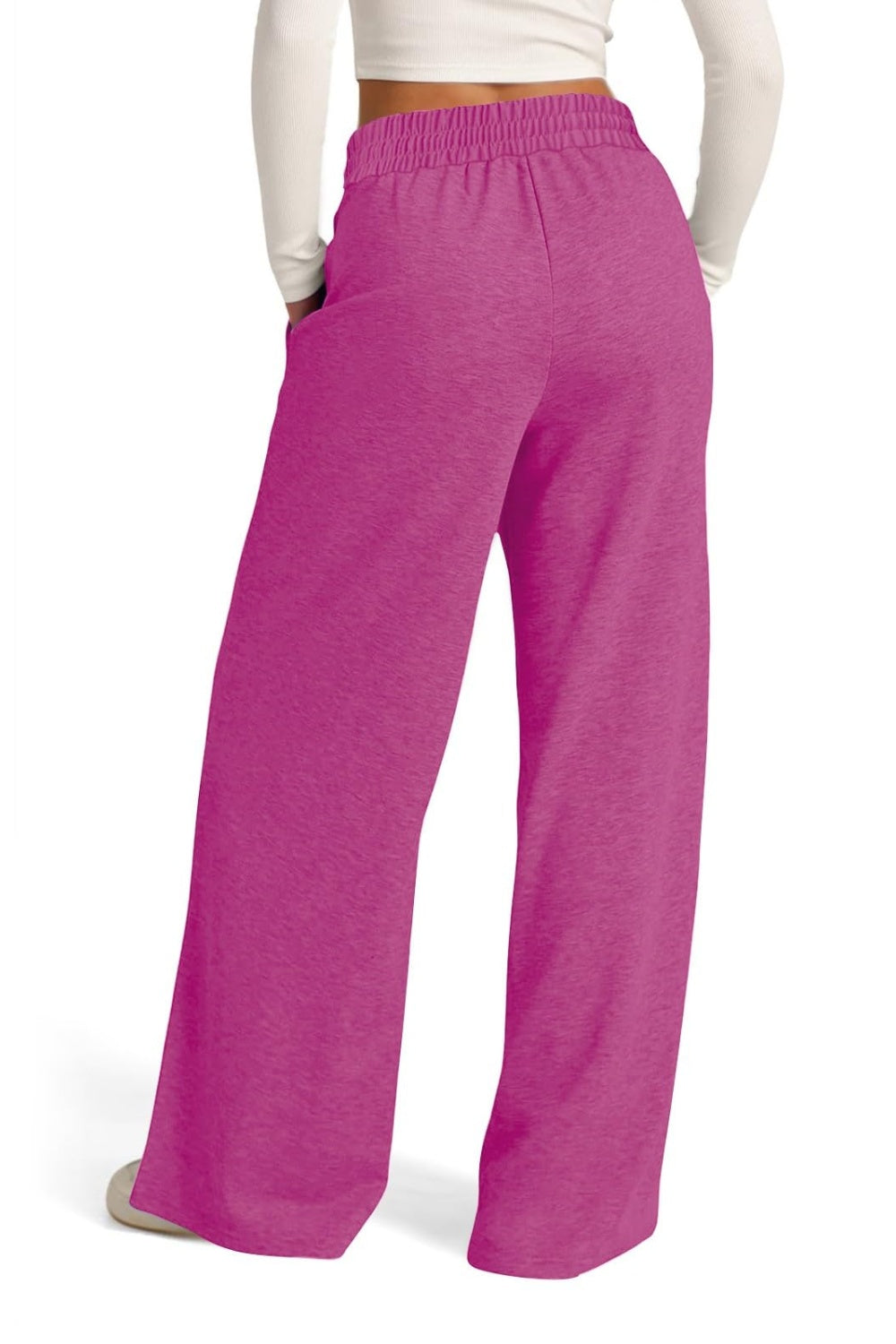 Drawstring Elastic Waist - Wide Leg Pants