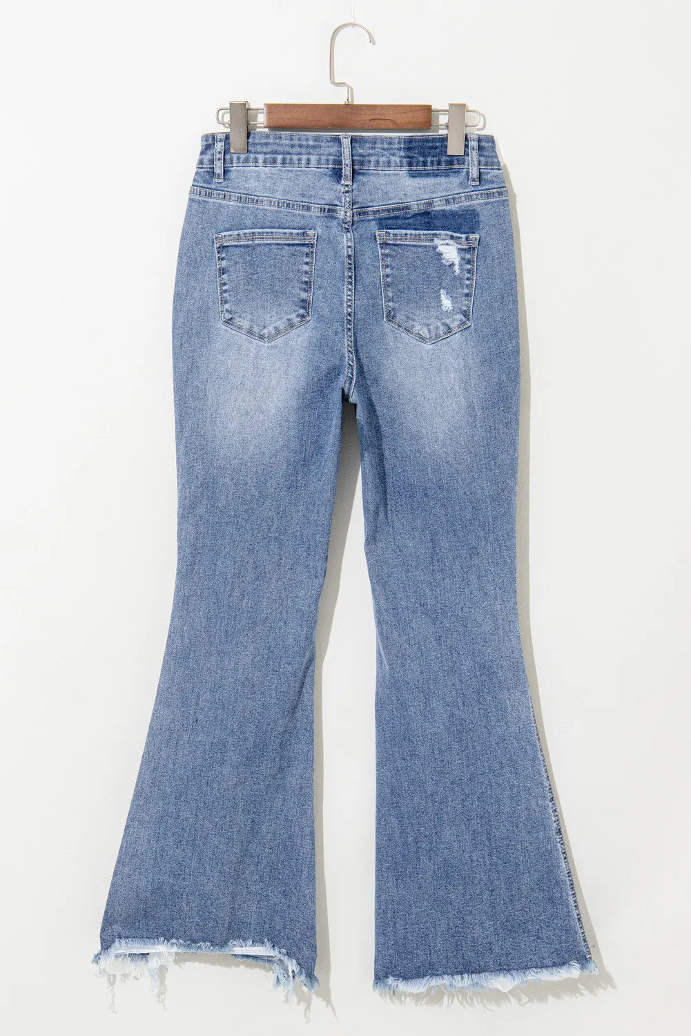 Distressed Raw Hem Bootcut Jeans Flared Fashion