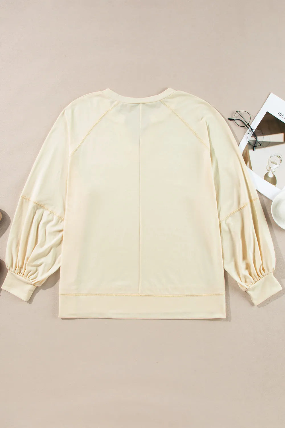 Slit Notched Long Sleeve Blouse-Stylish-Trendy