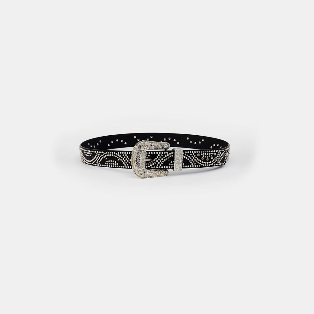 Studded Rhinestone PU Leather Belt Trendy Fashion