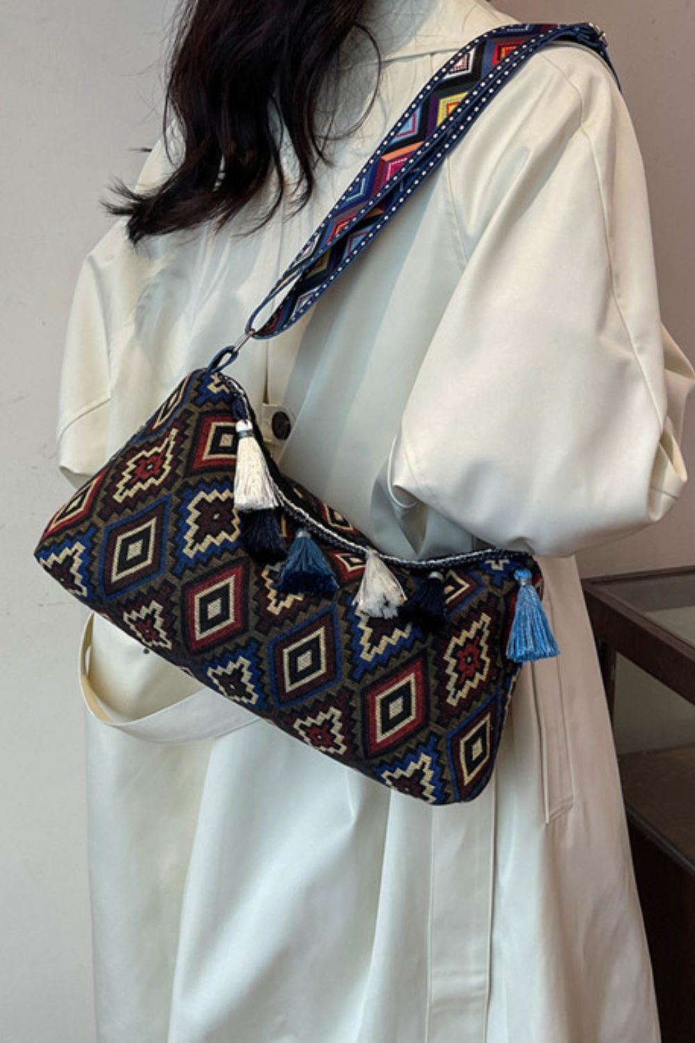 Tassel Adjustable Strap Shoulder Bag Crossbody