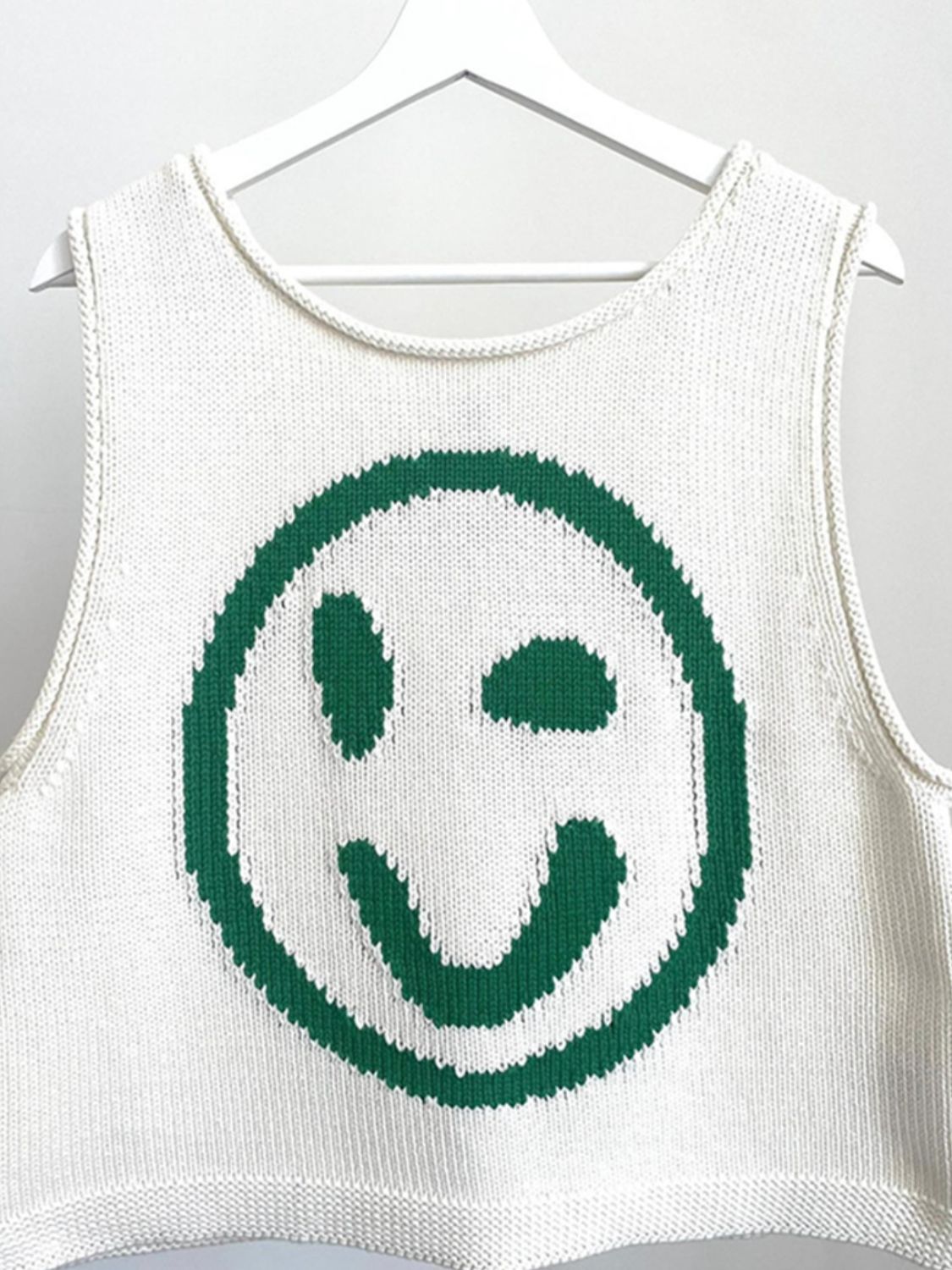 Smiley Round Neck Sweater Vest-Comfortable