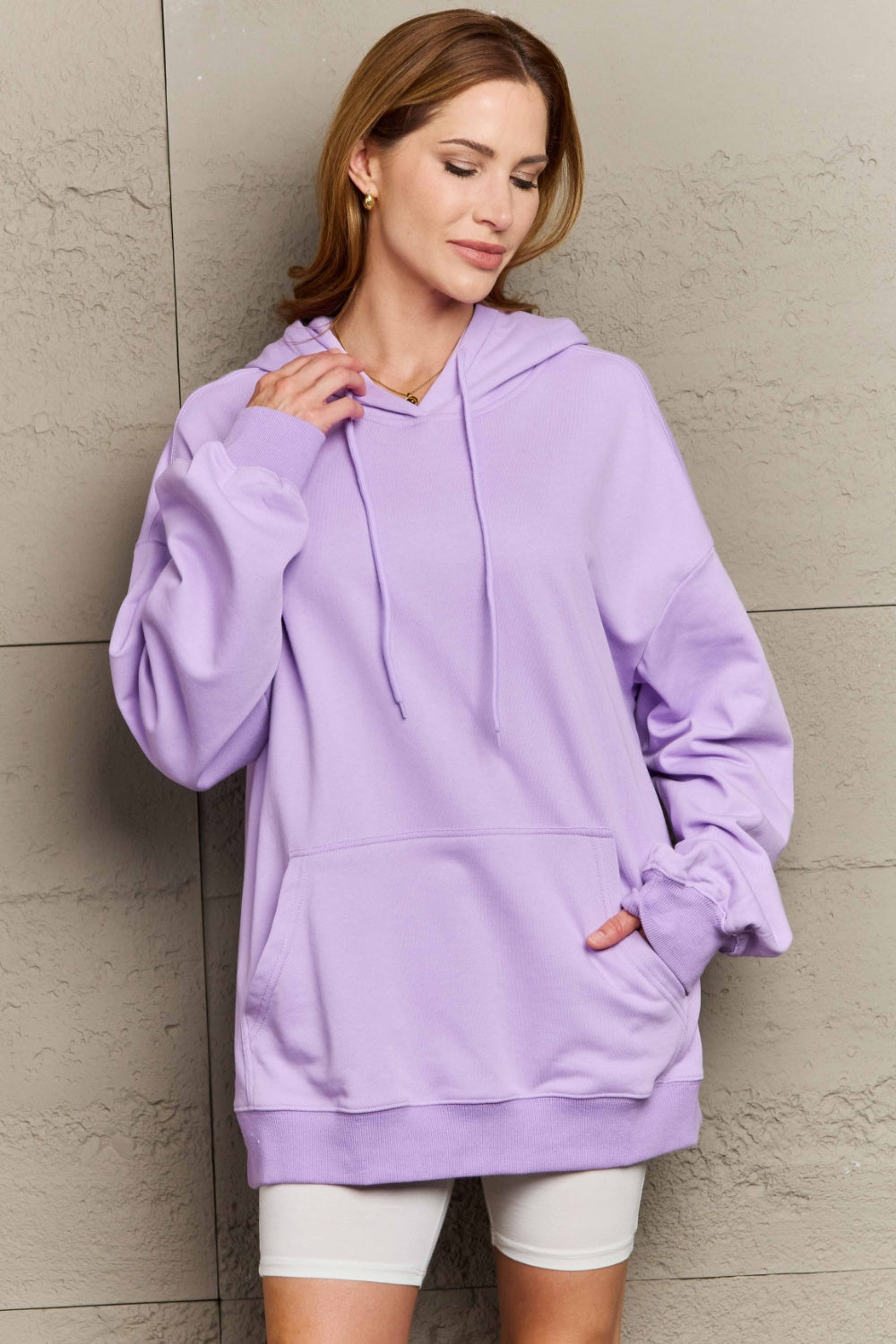Full Size Drawstring - Long Sleeve Hoodie