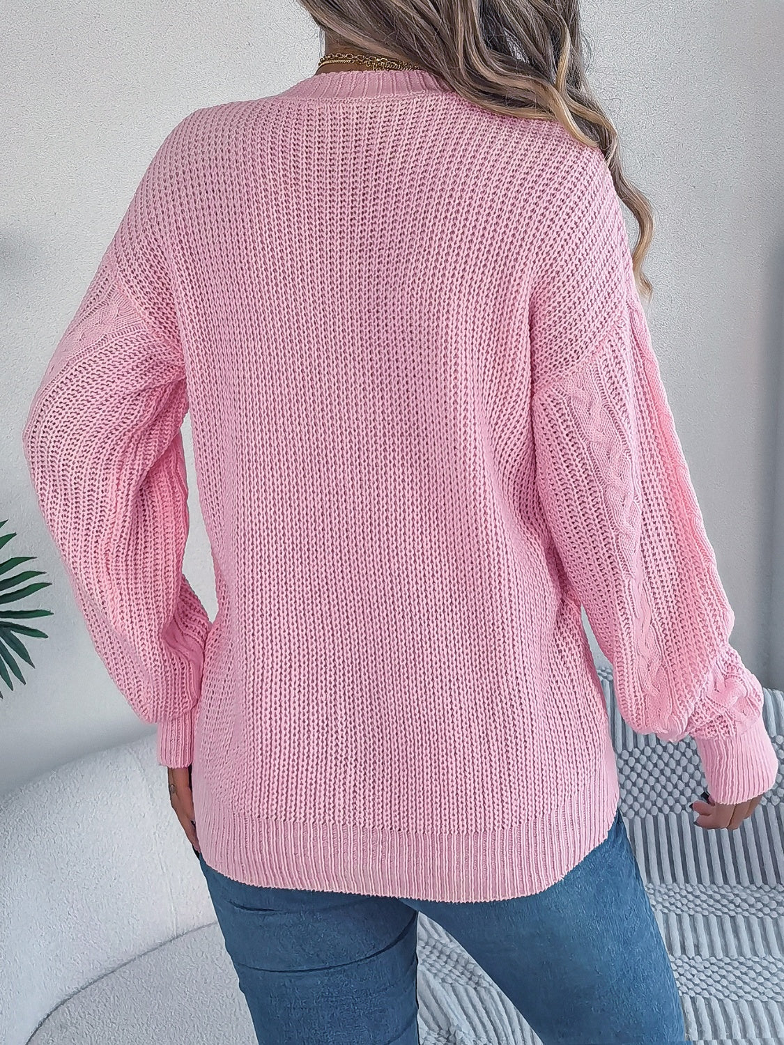 Cable-Knit Long Sleeve Cardigan - Stylish