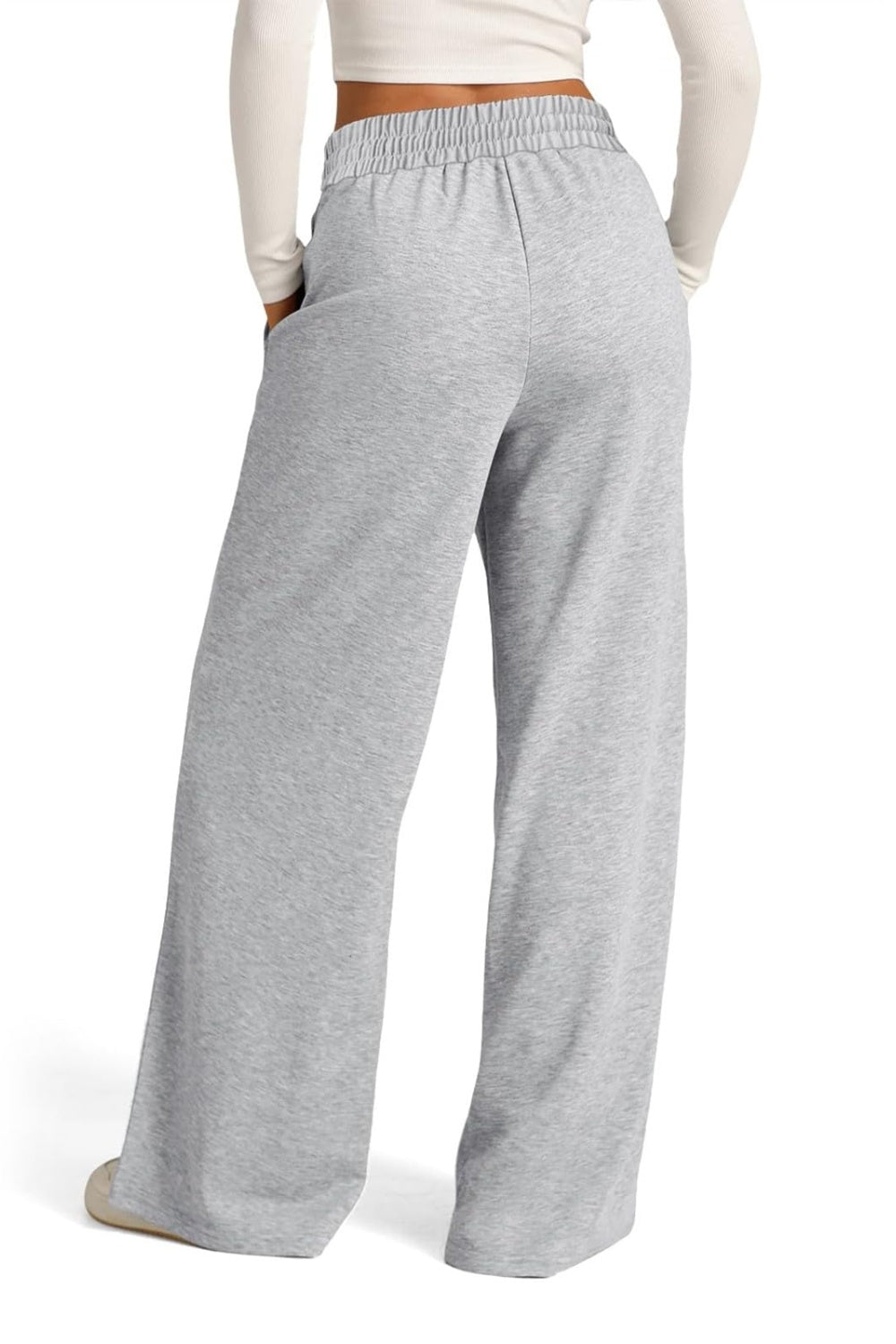 Drawstring Elastic Waist - Wide Leg Pants
