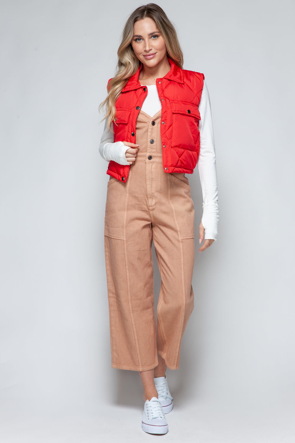 Snobbish Snap Down Quilted Crop Vest-Fashionable
