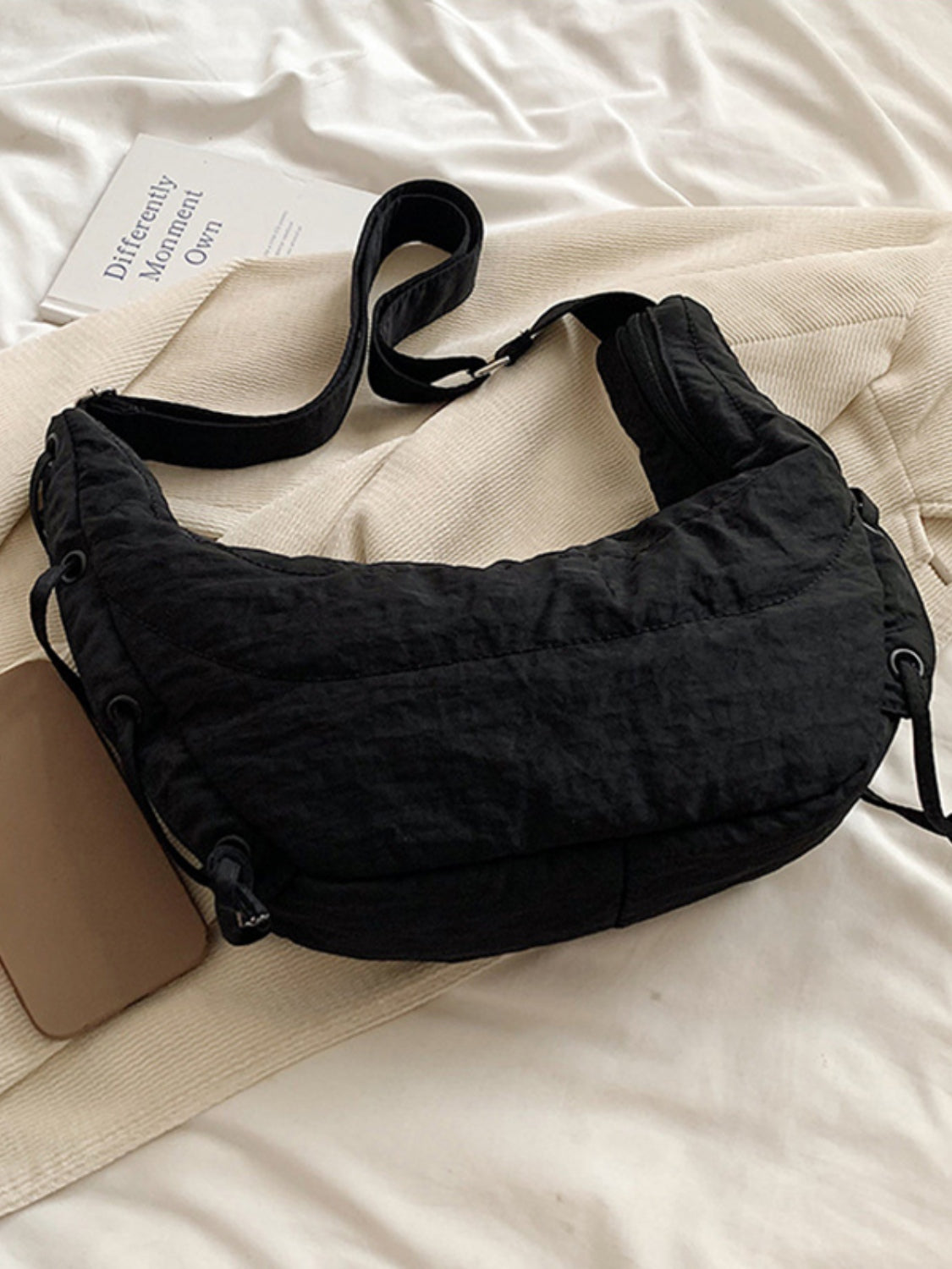 Lace-Up Polyester Crossbody Bag-Adjustable