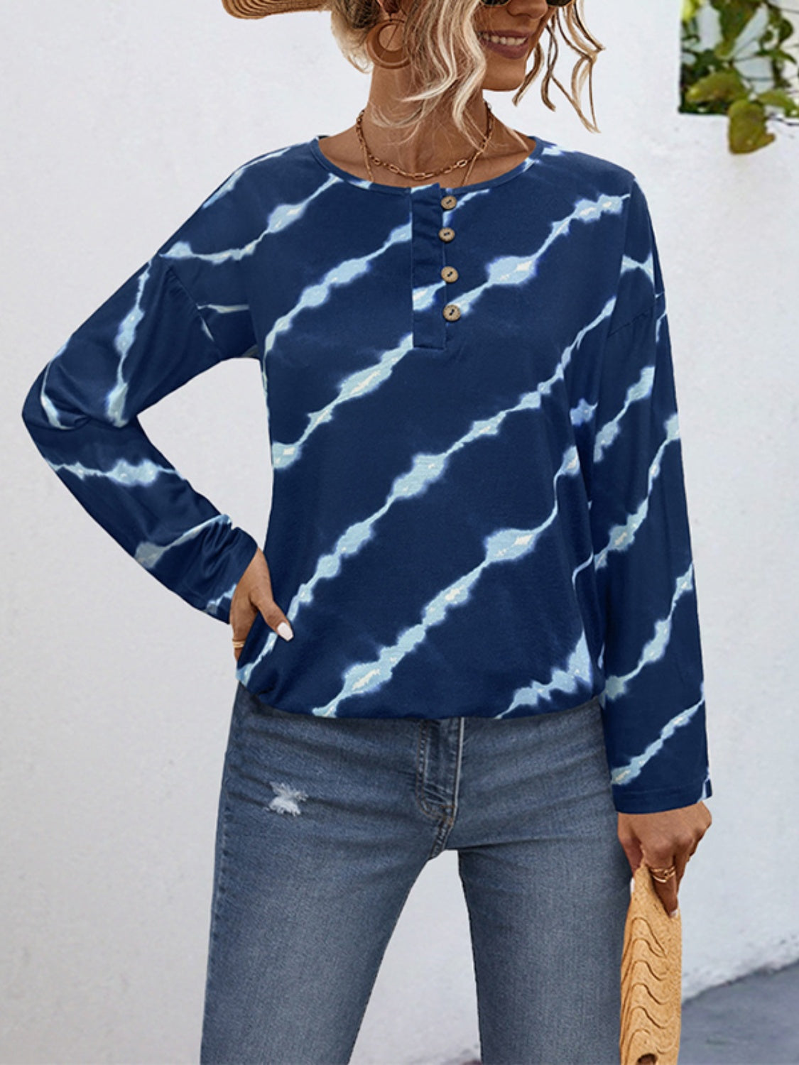 Striped Round Neck Long Sleeve T-Shirt