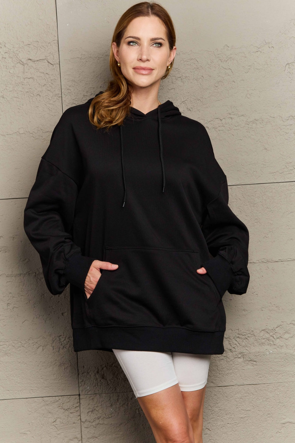 Full Size Drawstring - Long Sleeve Hoodie