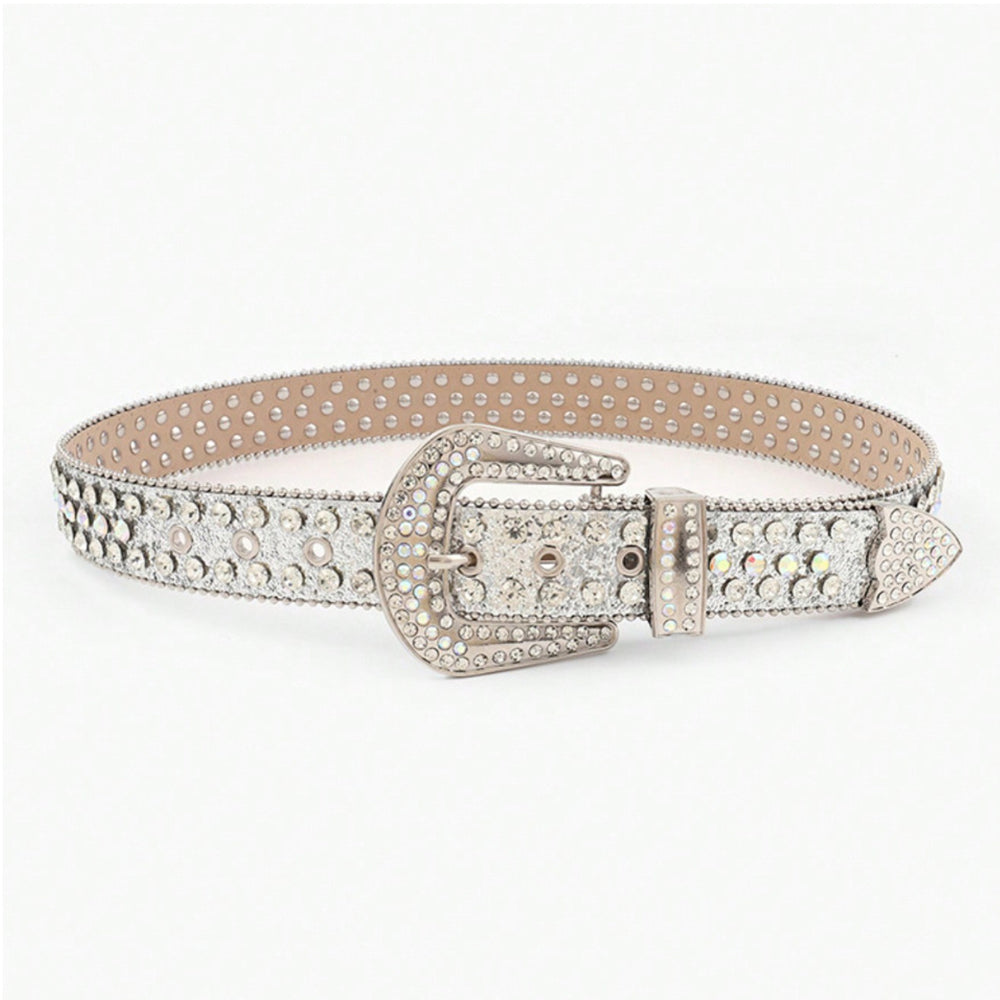 PU Leather Rhinestone Belt Embellished Fashion
