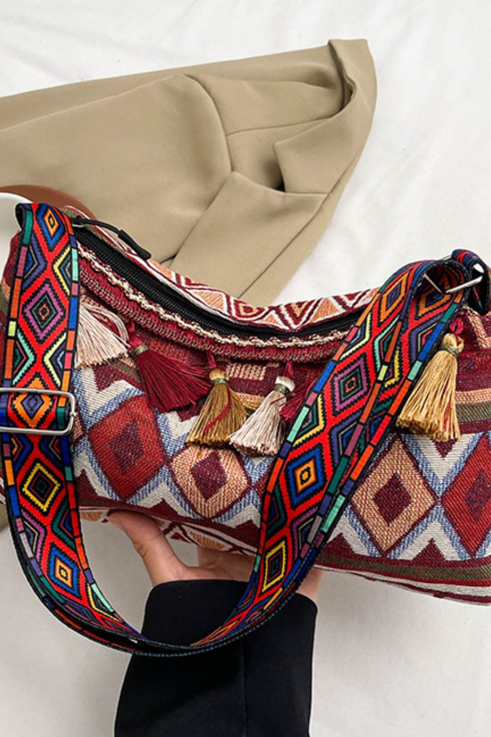 Tassel Adjustable Strap Shoulder Bag Crossbody